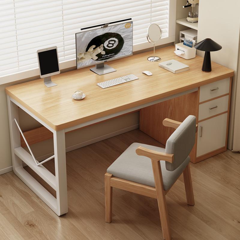 实木电脑桌家用书桌学生写字桌简约现代卧室工作台带抽屉办公桌子