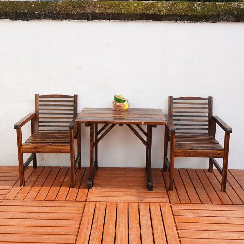实木茶几桌户外阳台休闲茶桌防腐木桌椅室外庭院双人靠背椅子碳化