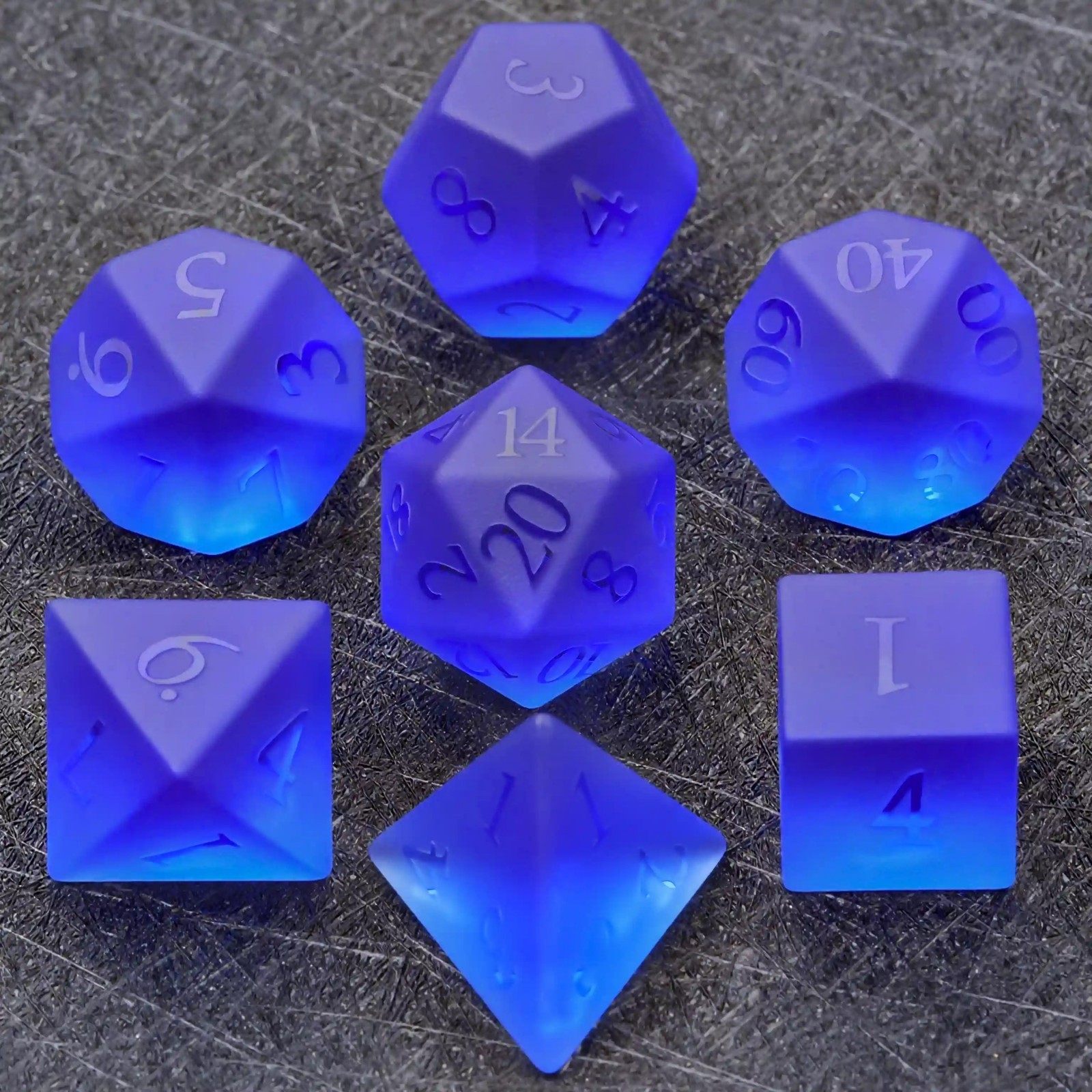 蓝色玻璃宝石骰子coc跑团骰子D20多面骰子dnd色子博德之门骰子