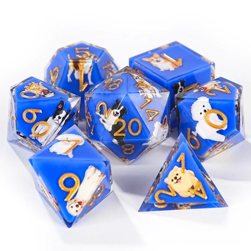 GBTDICE实心树脂深蓝底骰子DND