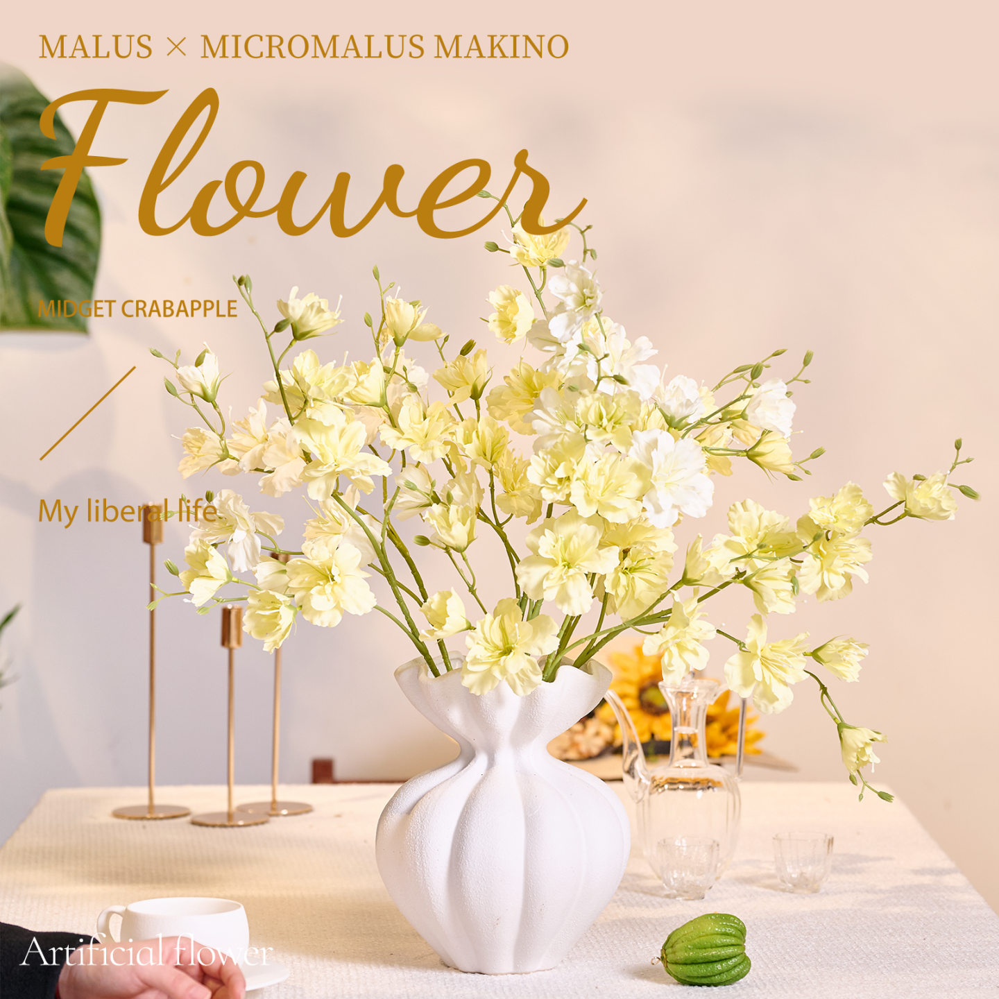 高档西府海棠仿真花假花家居装饰仿真盆栽客厅落地摆件餐桌装饰,家居饰品,仿真花/假花,淘宝优惠券,粉丝福利购,淘宝优惠卷