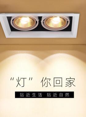 led斗胆灯长方形网格吊顶格栅灯嵌入式单头豆胆灯双头射灯cob聚光