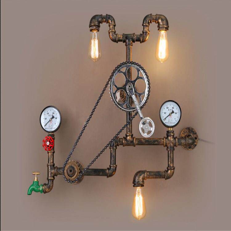 工业风水管壁灯美式loft复古阳台创意个性餐厅酒吧灯具铁艺壁灯具