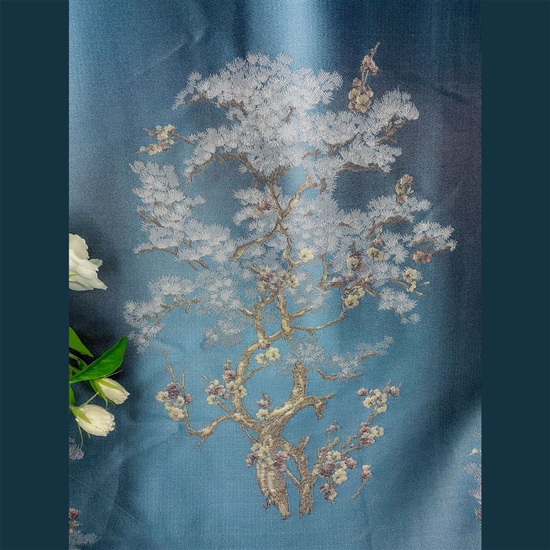 新中式窗帘成f品提花窗帘花布工厂别墅客厅高档中式高精密面料