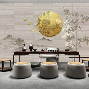 壁纸酒店新中式竹子背景客厅床头装饰墙纸壁纸会所中国风墙纸山水