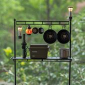 户外桌多功能边餐挂架铝合金面桌露营化轻置物架灯架双层便携量野