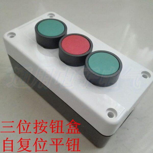 按钮盒钮 自复位三平 送位开关控制盒防水三孔电缆接头
