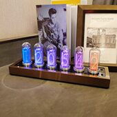 光命运电竞桌复古氛围灯管rg数字门时钟拟辉搭好物桌石之闹钟摆件