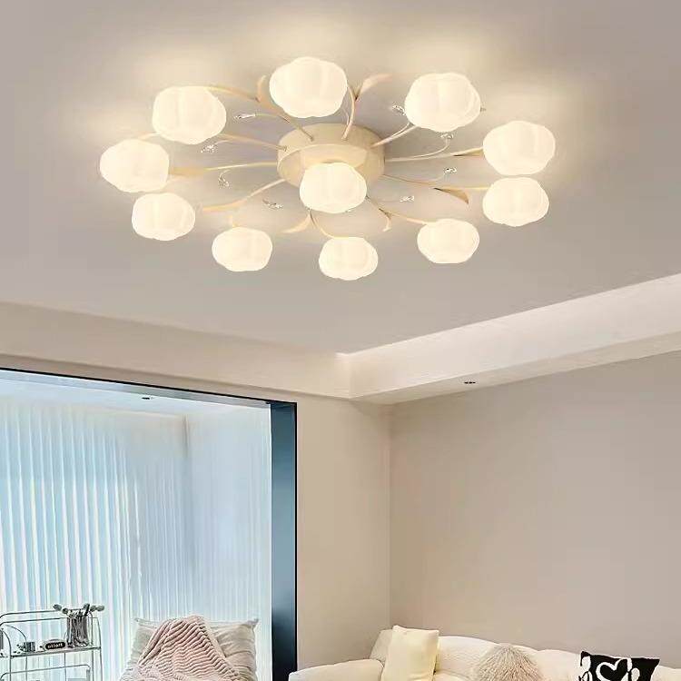 客厅主灯奶油风法式田圆风2025新款全光谱护眼棉花灯餐厅卧室灯具