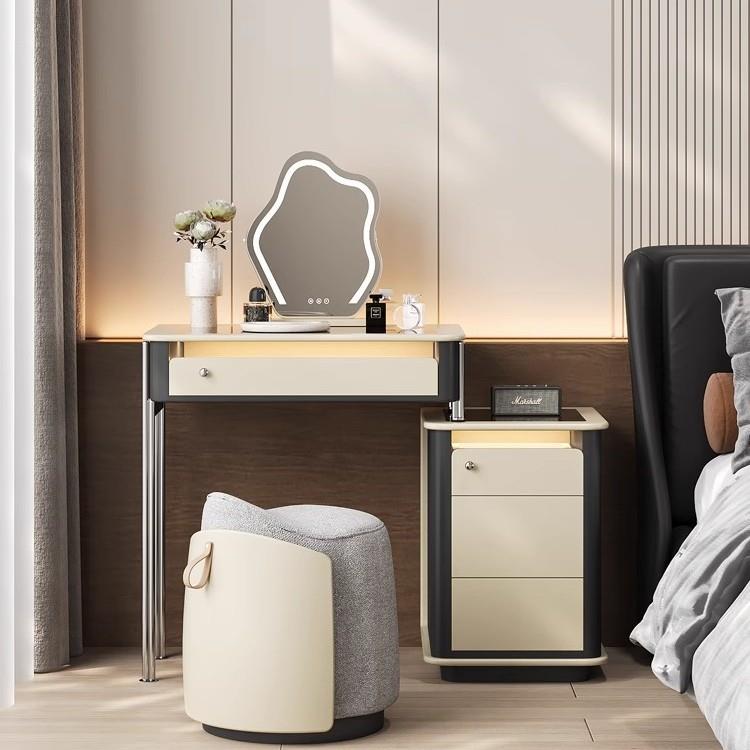 意式极简拾光梳妆台床头柜斗柜一体主卧小型60cm化妆桌2025新款