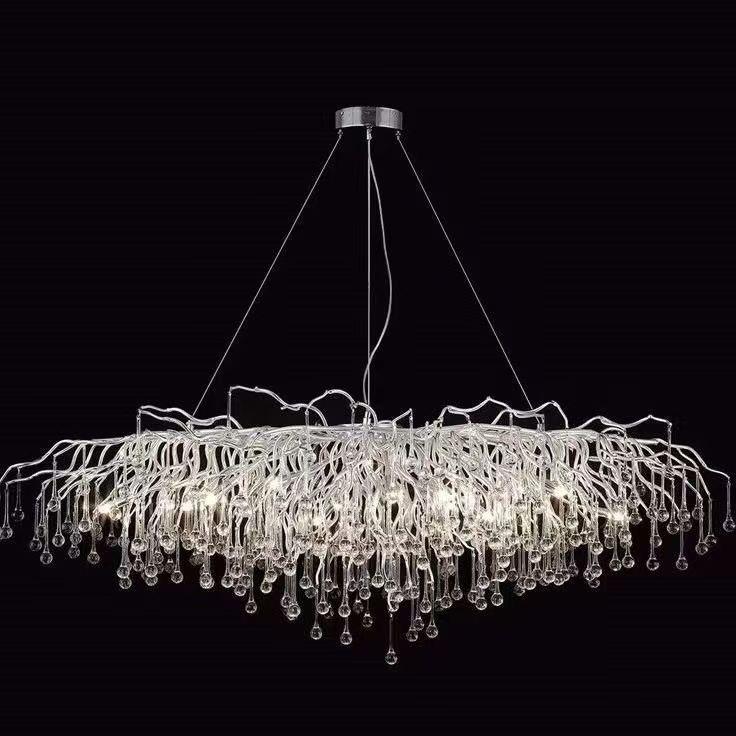 轻奢水晶吊灯客厅灯创意树枝水滴枝形灯具玻璃艺术别墅商用餐厅灯