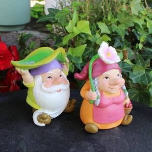 摆件庭院森林植物主题矮人摆 趣味遮雨情侣侏儒矮人套装 春夏季 新款