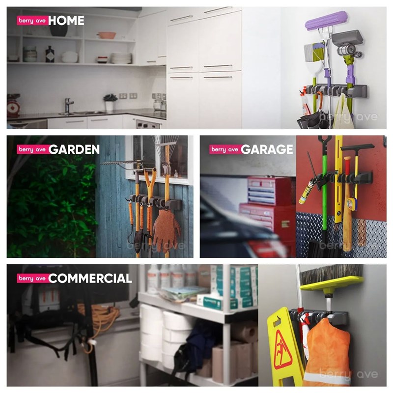 Wall Mounted Mop Holder 3/4/5 Position Multi-Functional Broo