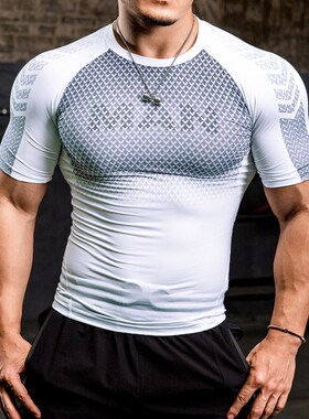 Men Running Compression T-shirt Short Sleeve Sport Tees Gym