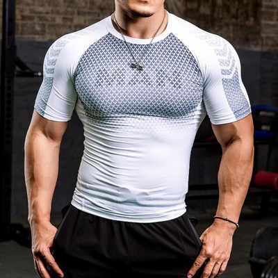 Men Running Compression T-shirt Short Sleeve Sport Tees Gym