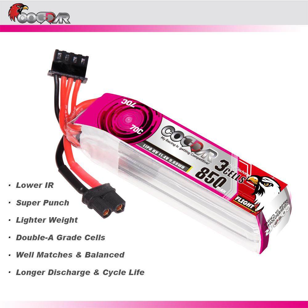 鹰氪CODDAR 850MAH 3S 11.4V 70C 2寸长续航航模牙签机高压电池HV