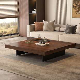 茶几实木高级极简正方形意式阳台家用客厅简约小户型茶几桌