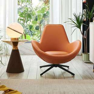 意式单人沙发懒人高背蛋壳极简设计师小卧室书房家用旋转休闲椅子