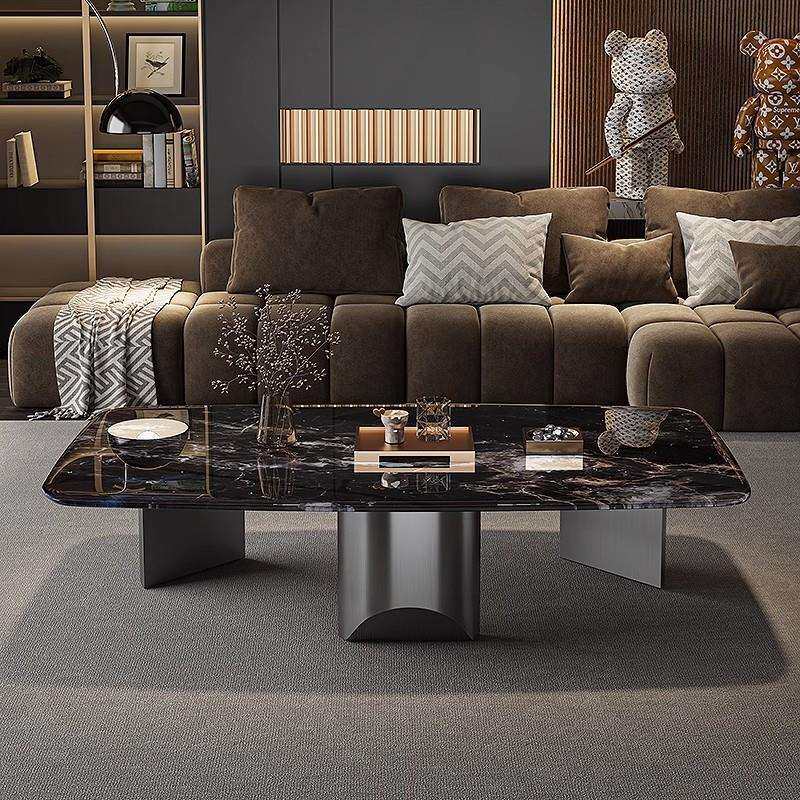 意式轻奢超晶石茶几现代简约彩晶石微晶石高端茶几方形小户型茶几