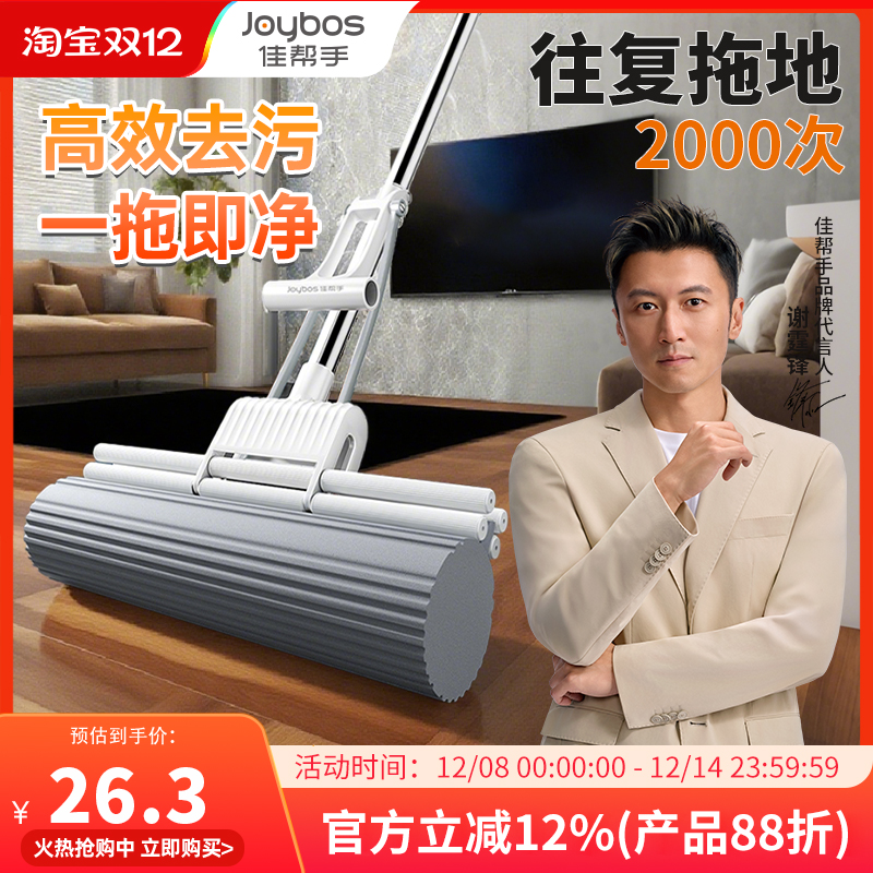 【谢霆锋代言】佳帮手海绵拖把家用一拖净卫生间拖地吸水胶棉拖布
