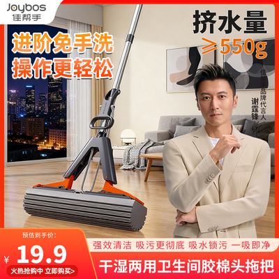 【谢霆锋代言】佳帮手海绵吸水拖把家用干湿两用卫生间胶棉头拖布