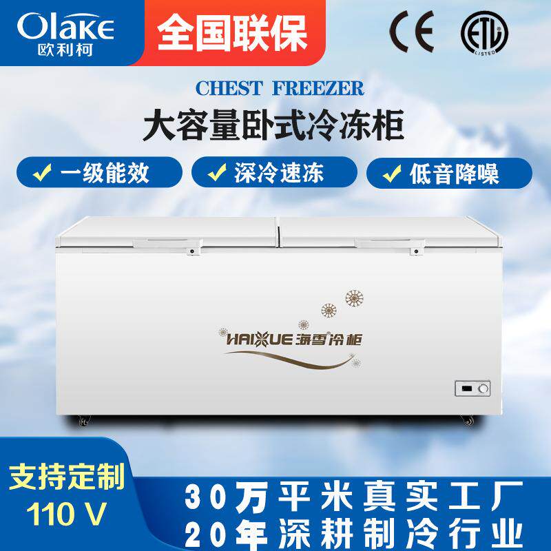 冰柜商用家用海雪速冻冷藏柜冷冻柜卧式冷柜大型厨房冻肉柜雪糕柜