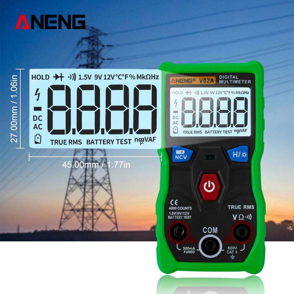 ANENG V02A全自动智能档位识别电工NCV袖珍迷你数字万用表数字
