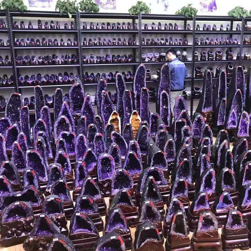 美众珠宝 天然乌拉圭水晶洞巴西紫晶洞水晶原石办公室风水摆件