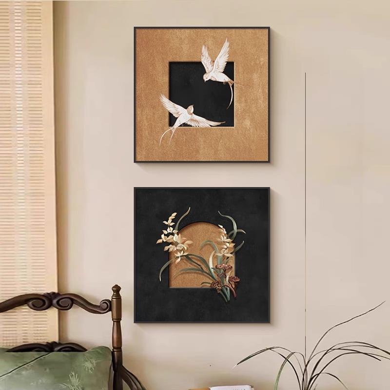 复古艺术客厅墙面装饰画法式中古卧室书房摆台画方形壁画玄关挂画