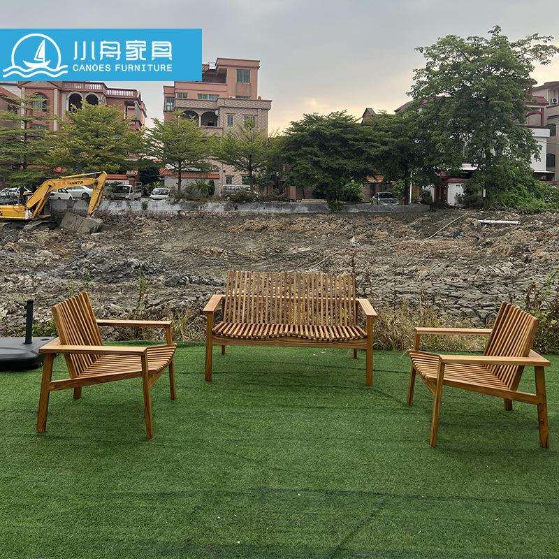 户外休闲家具庭院花园别墅实木沙发露台民宿室外柚木茶几桌椅组合