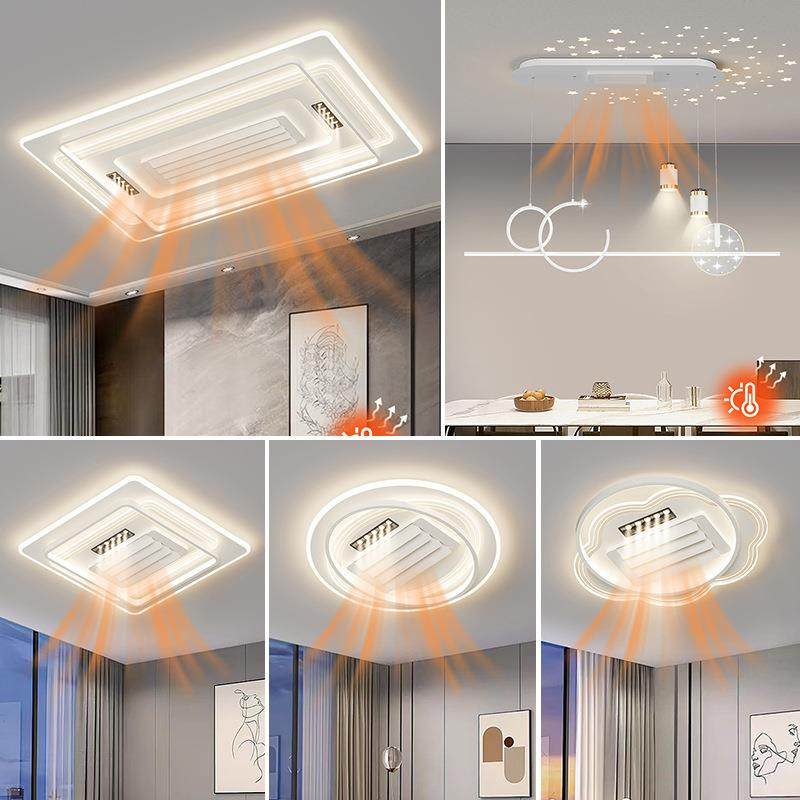 冷暖无叶风扇灯2025新款客厅吸顶灯现代简约餐厅卧室一体智能灯具