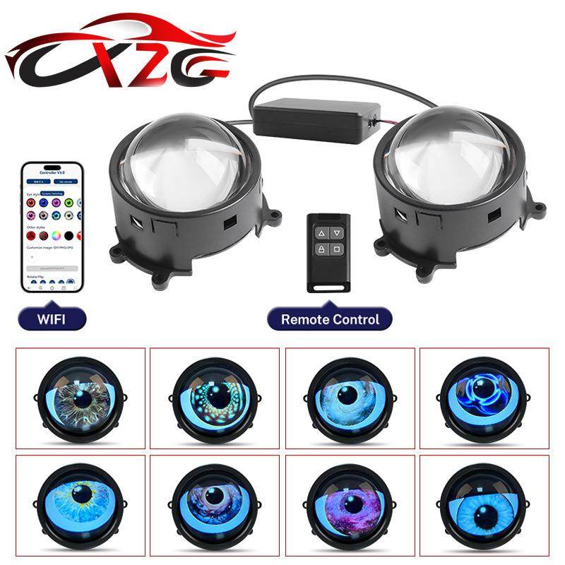 恶魔眼透镜大灯汽车鹰眼灯写轮眼改装汽车大灯眨眼灯带遥控23模式,3C数码配件,USB灯,淘宝优惠券,粉丝福利购,淘宝优惠卷