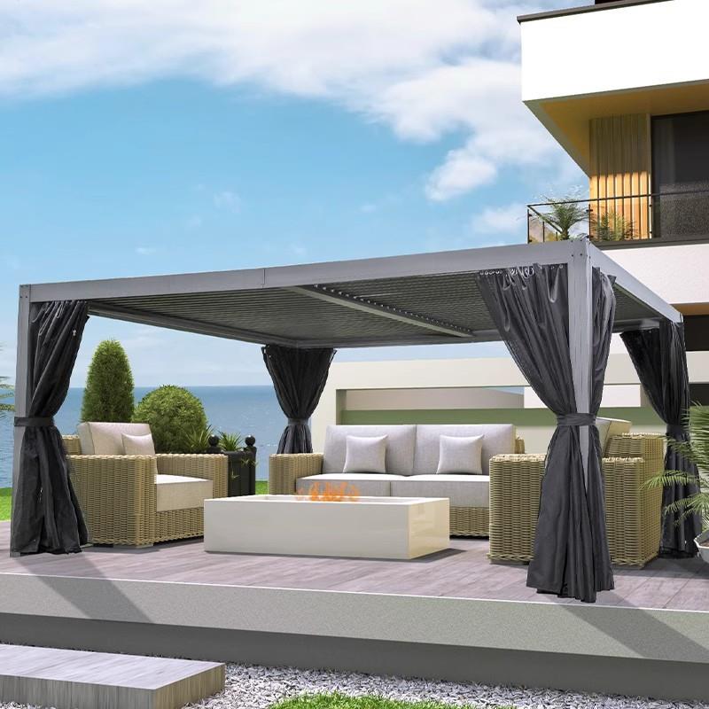 户外凉亭别墅花园露台遮阳亭子室外庭院中式铝合金遮雨百叶棚