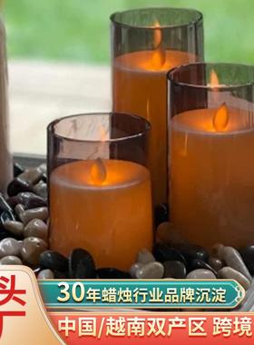 现货10键遥控灰色玻璃杯摇摆蜡烛灯led电子蜡烛灯婚庆家居装饰