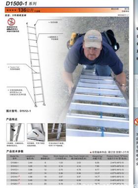 稳耐 铝合金单直梯D150815101512D1514-1D1516-1D1518152