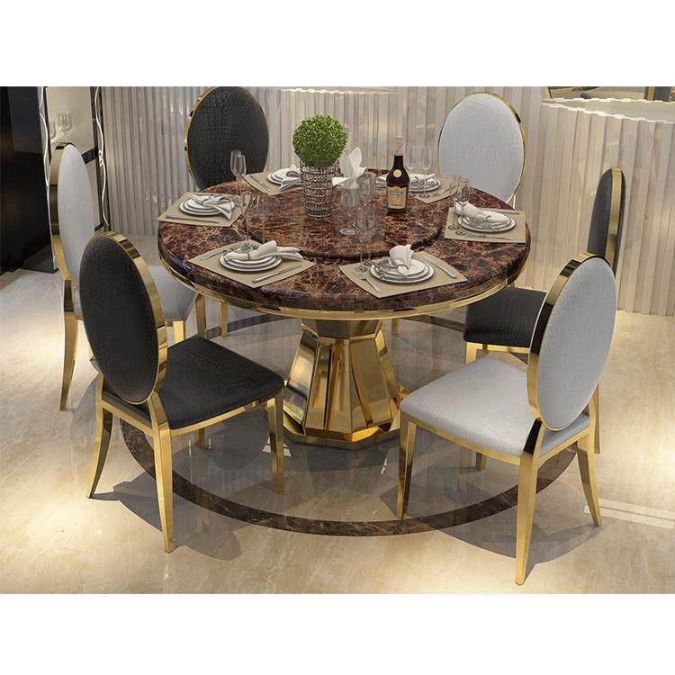 现代简约不锈钢客厅餐桌组合大理石餐桌椅组合厂家直销6-8人套张