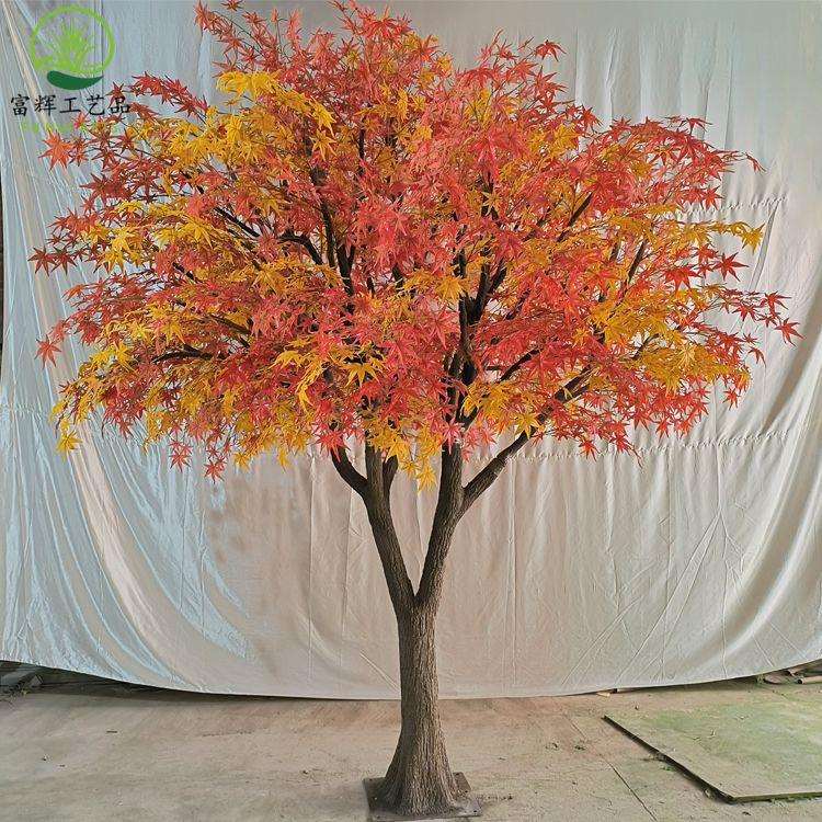 仿真红枫树桃花树桃花大型布景仿真树仿真花装饰道具摆件厂家