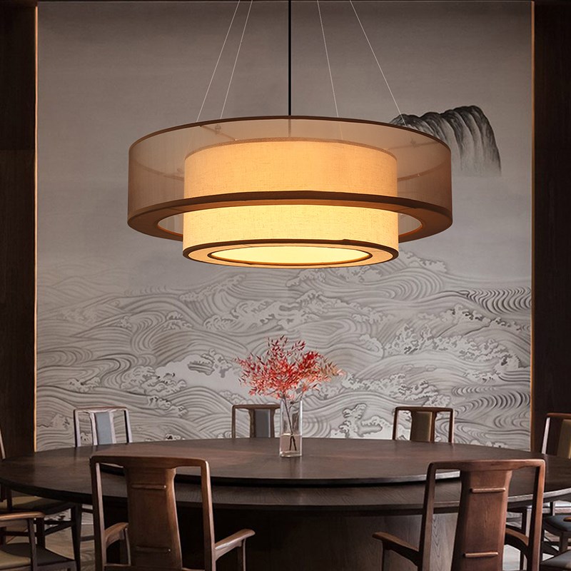 新中式吊灯禅意客厅主灯餐厅包厢圆桌餐饮宋代美学V灯具复古中国