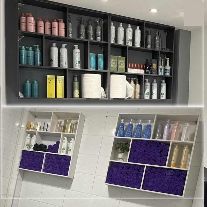 理发店毛巾墙柜美发店放毛巾x的柜子挂墙发廊专用壁柜美容院收纳