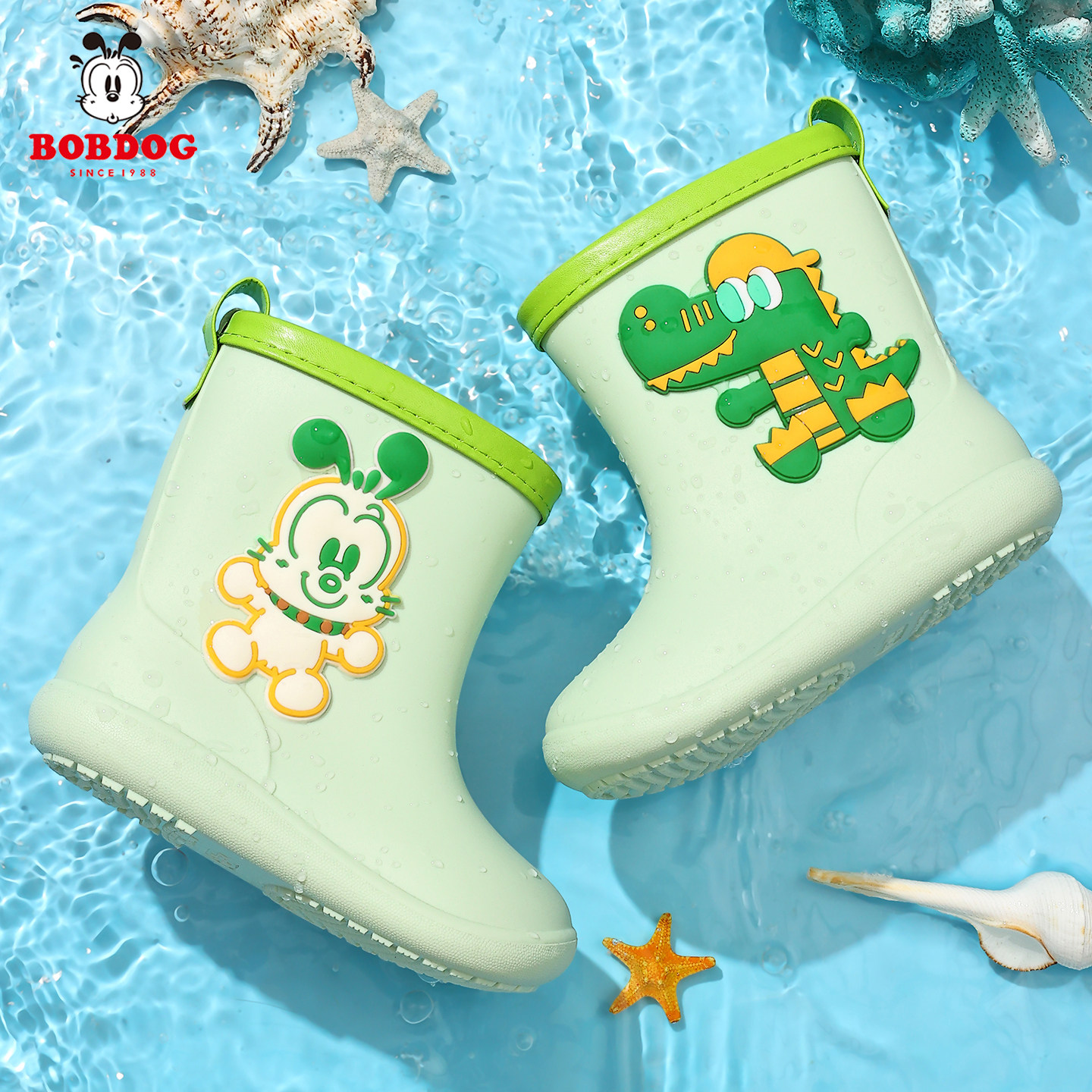 巴布豆儿童雨鞋男童女童宝宝雨靴女孩幼儿园上学防滑防水轻便水鞋