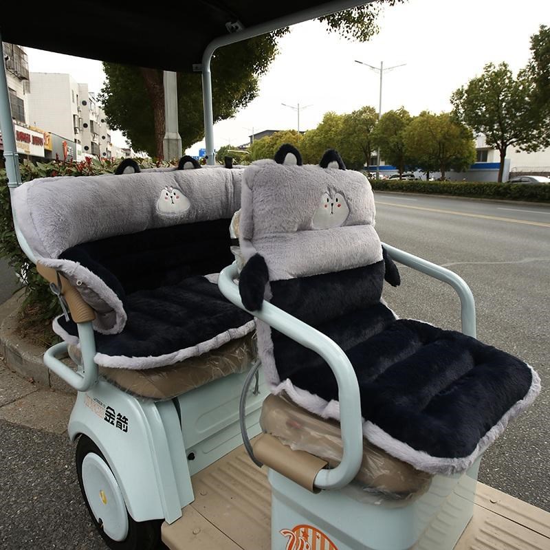 冬季电动三轮车后排n围挡坐垫靠背一体加厚毛绒屁股垫保暖座垫套
