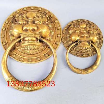 妙音铜艺铜狮头门环门把手拉环柜门拉环风水铜器工艺装饰摆件