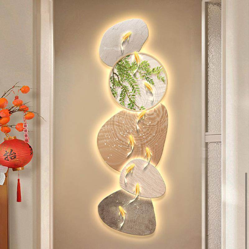 九鱼图玄关走廊进门入户挂画带灯发光led氛围灯画壁画过道装饰画,鲜花速递/花卉仿真/绿植园艺,割草机/草坪机,淘宝优惠券,粉丝福利购,淘宝优惠卷
