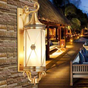 全铜美式中古法式复古户外庭院壁灯led阳台灯过道酒店别墅大壁灯