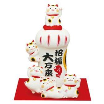 RYUKODO龙虎作/陶制大手招财猫摆件(招福大万来)