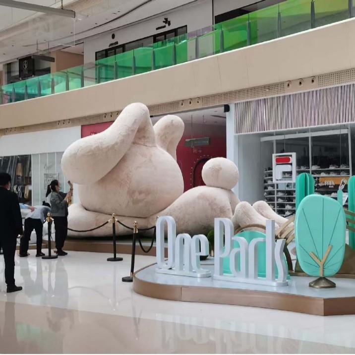 玻璃钢植绒雕塑公仔贴毛娃娃贴毛动物公仔制作厂家中式新中式