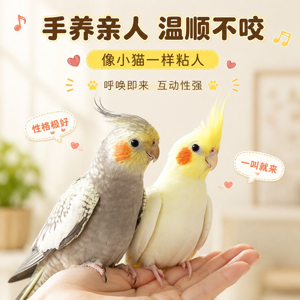 纯手养玄凤黄化原始珍珠鹦鹉活体亲人会说话儿童宠物适合新手