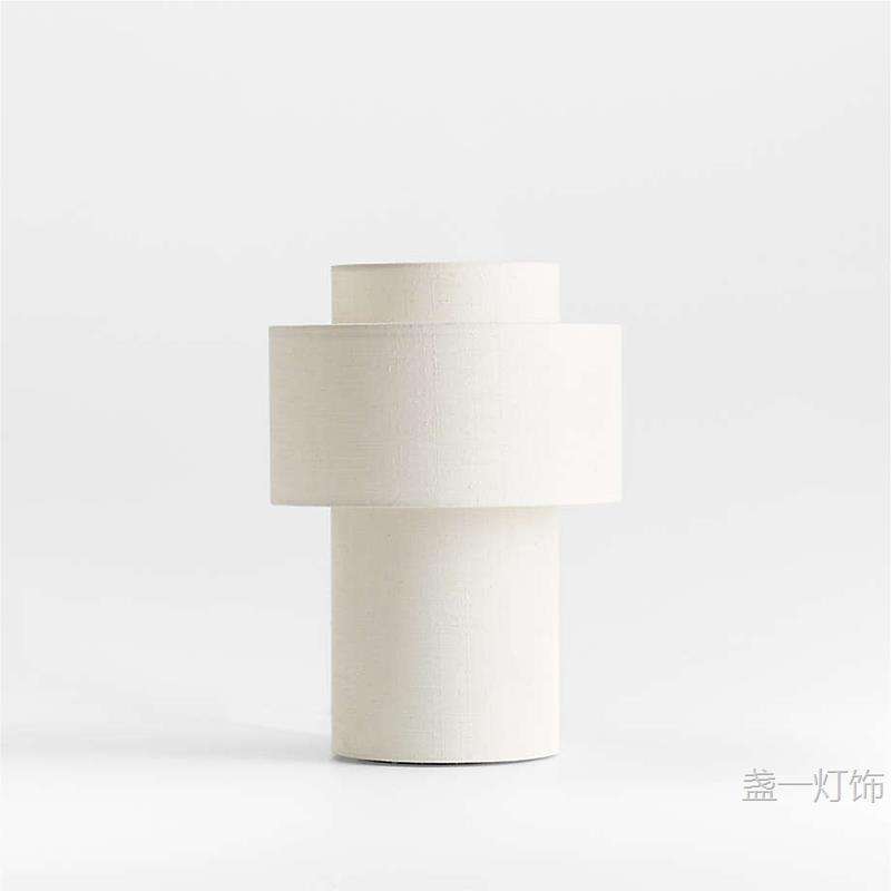 时尚简约双层米白布艺台灯家居房卧室床头客厅酒店软装样板间灯具