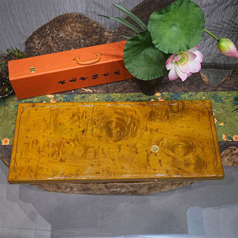 黄金樟树瘤龙胆整体实木茶盘HJZ-08003