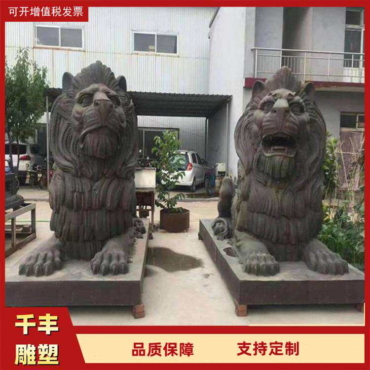 门口铜狮子雕塑仿古中式故宫狮子铜雕摆件1.5米2米制作 千丰